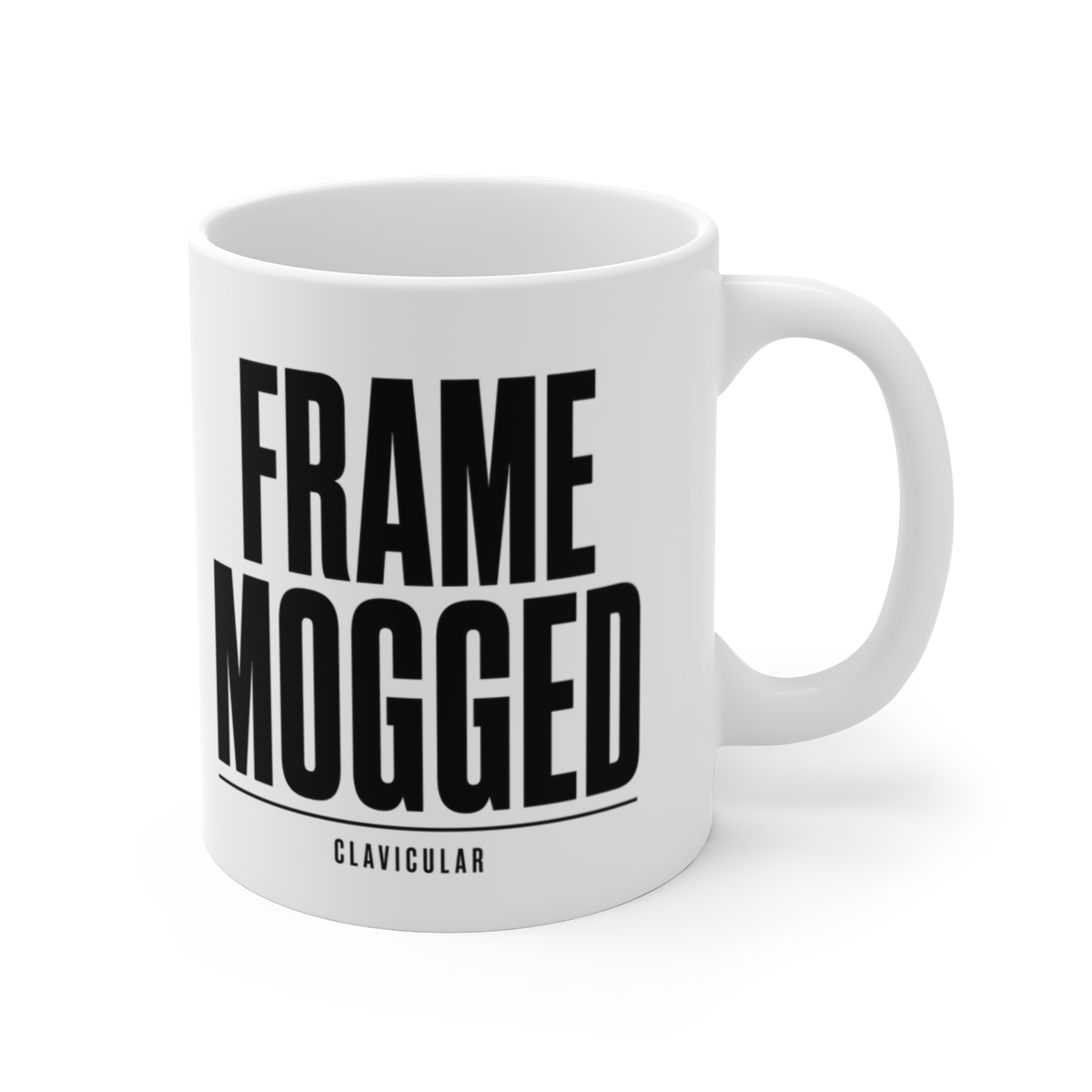 Clavicular "Frame Mogged" White Mug - Clavicular official Mugs & Drinkware merch